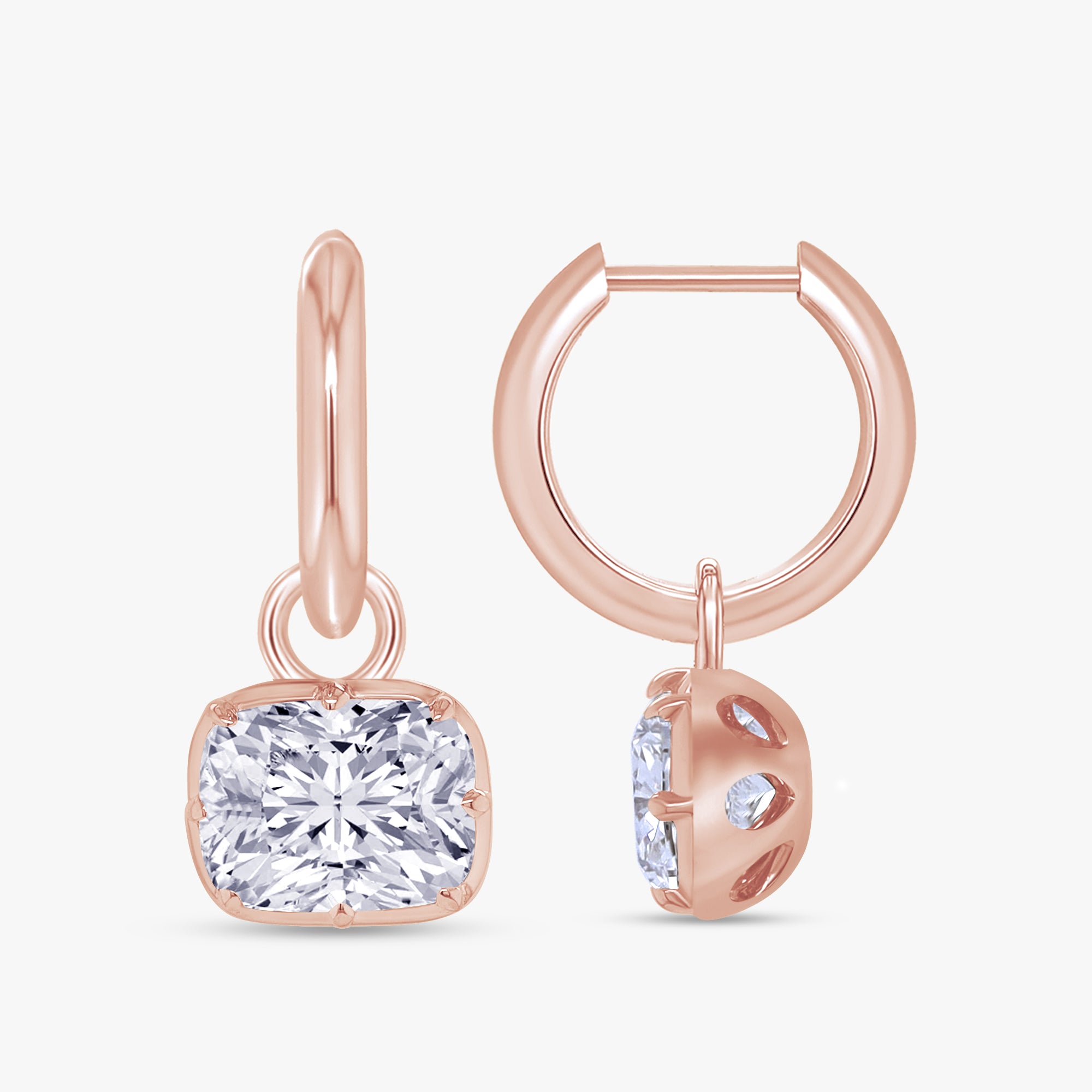 3.90 Carat Cushion Cut Lab Grown Diamond Solitaire Hoop Earrings