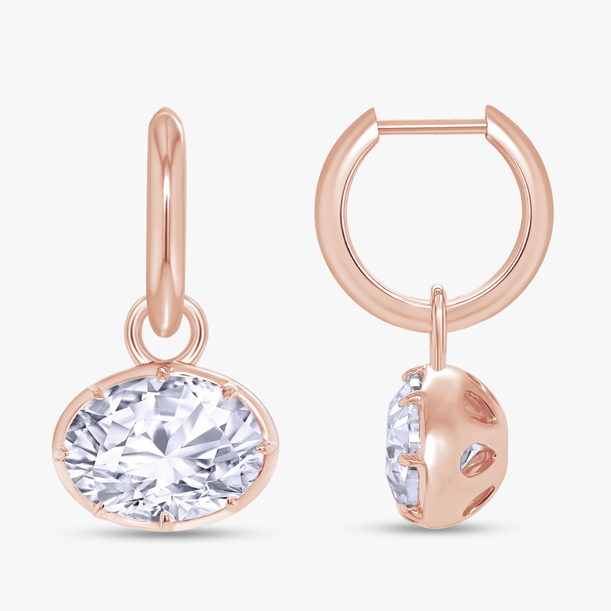 5.90 Carat Oval Cut Lab Grown Diamond Solitaire Hoop Earrings