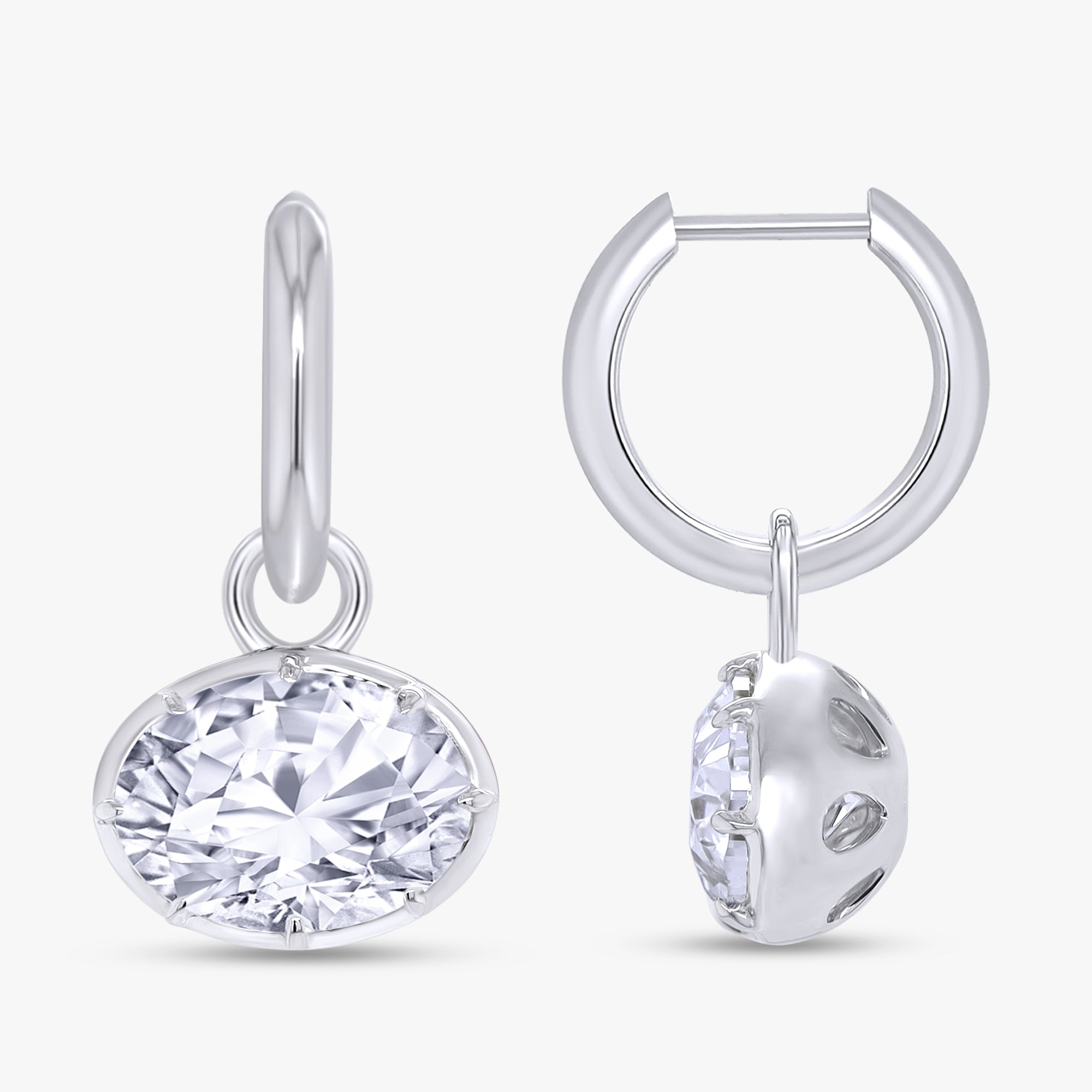 5.90 Carat Oval Cut Lab Grown Diamond Solitaire Hoop Earrings