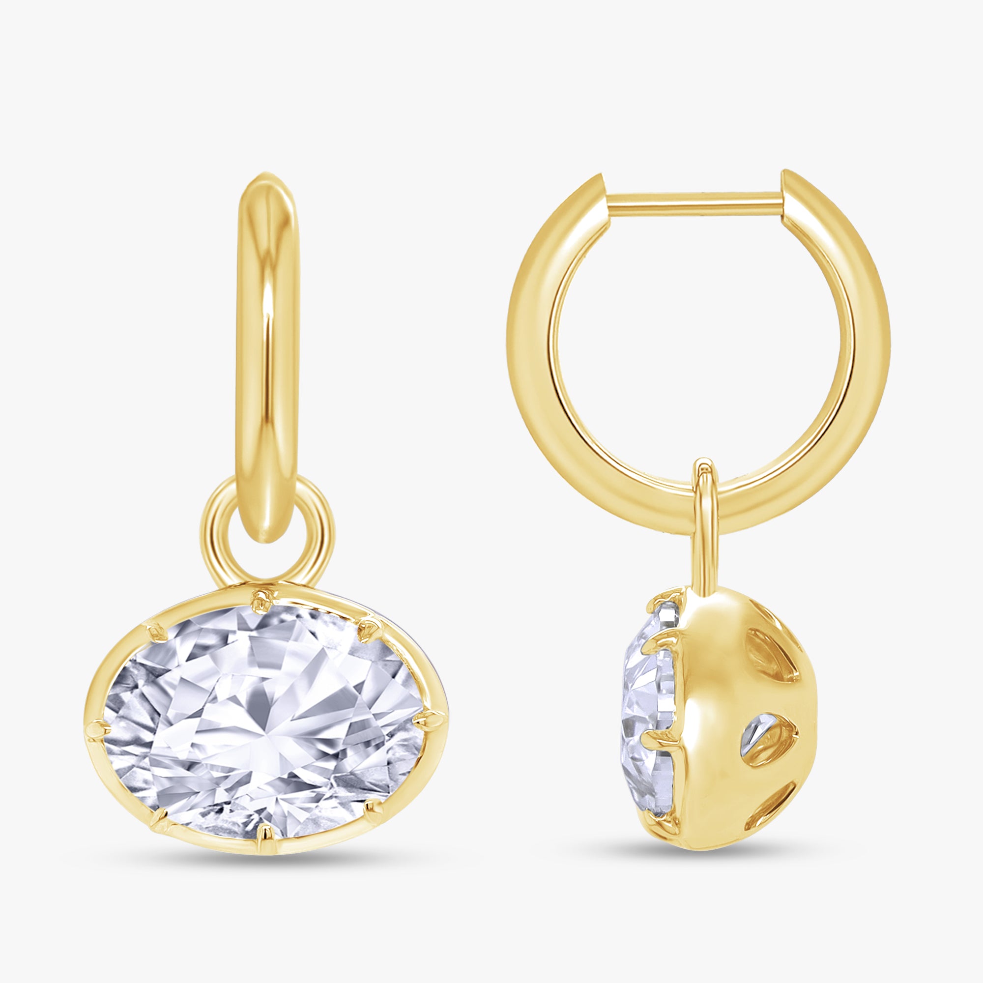 5.90 Carat Oval Cut Lab Grown Diamond Solitaire Hoop Earrings