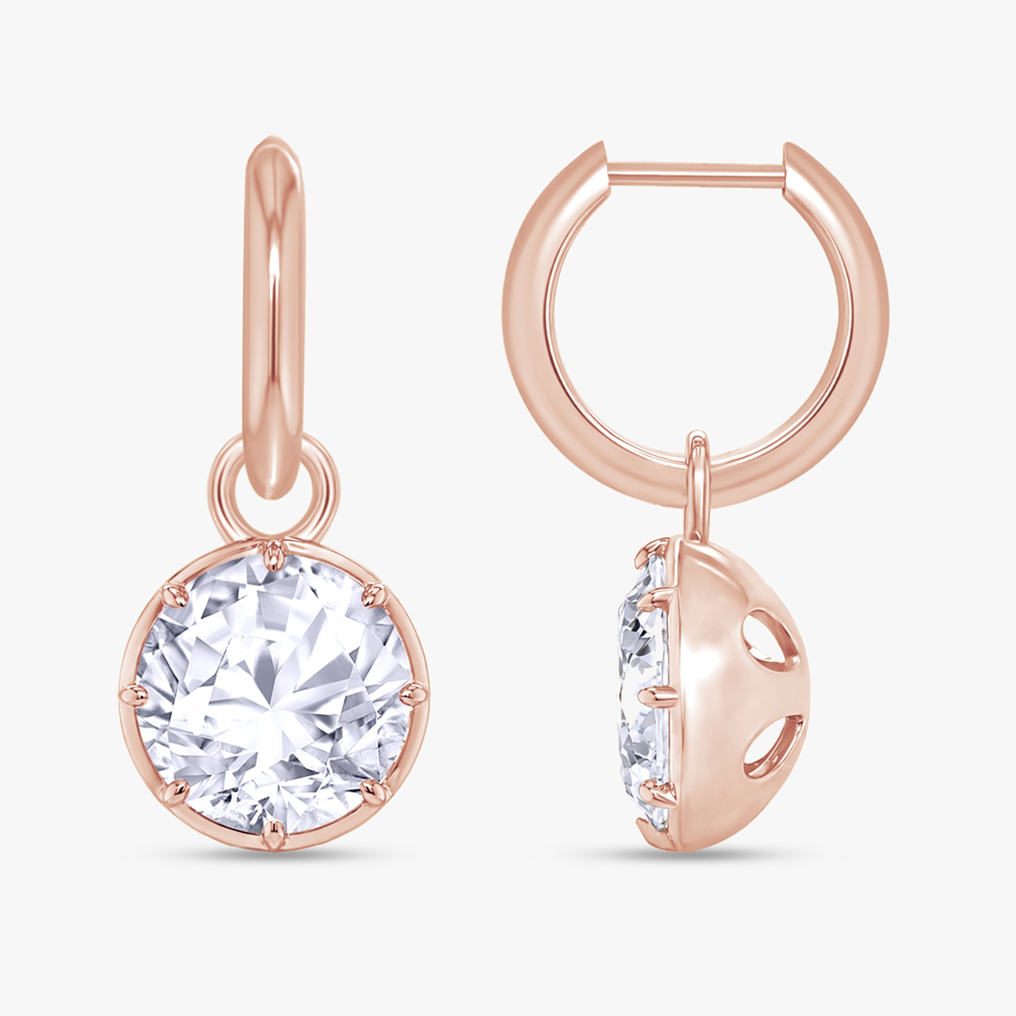 5.90 Carat Round Cut Lab Grown Diamond Solitaire Hoop Earrings