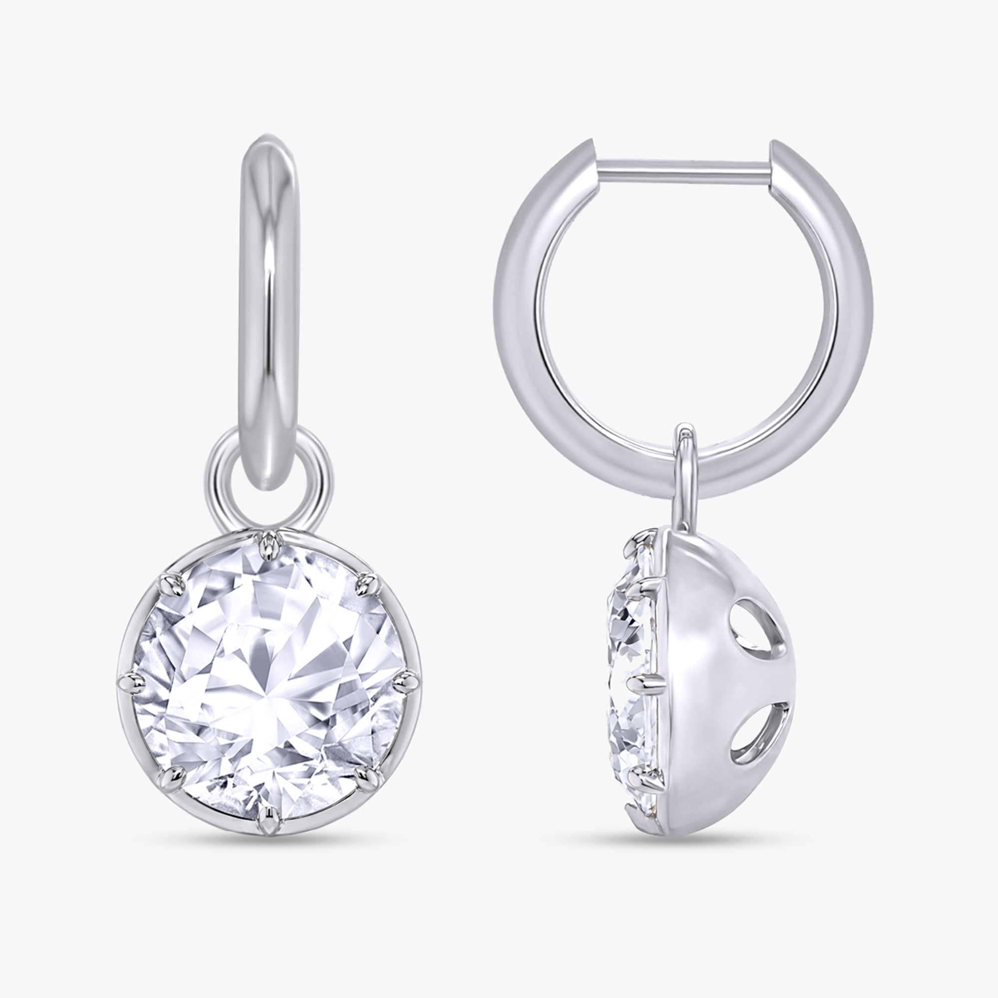 5.90 Carat Round Cut Lab Grown Diamond Solitaire Hoop Earrings