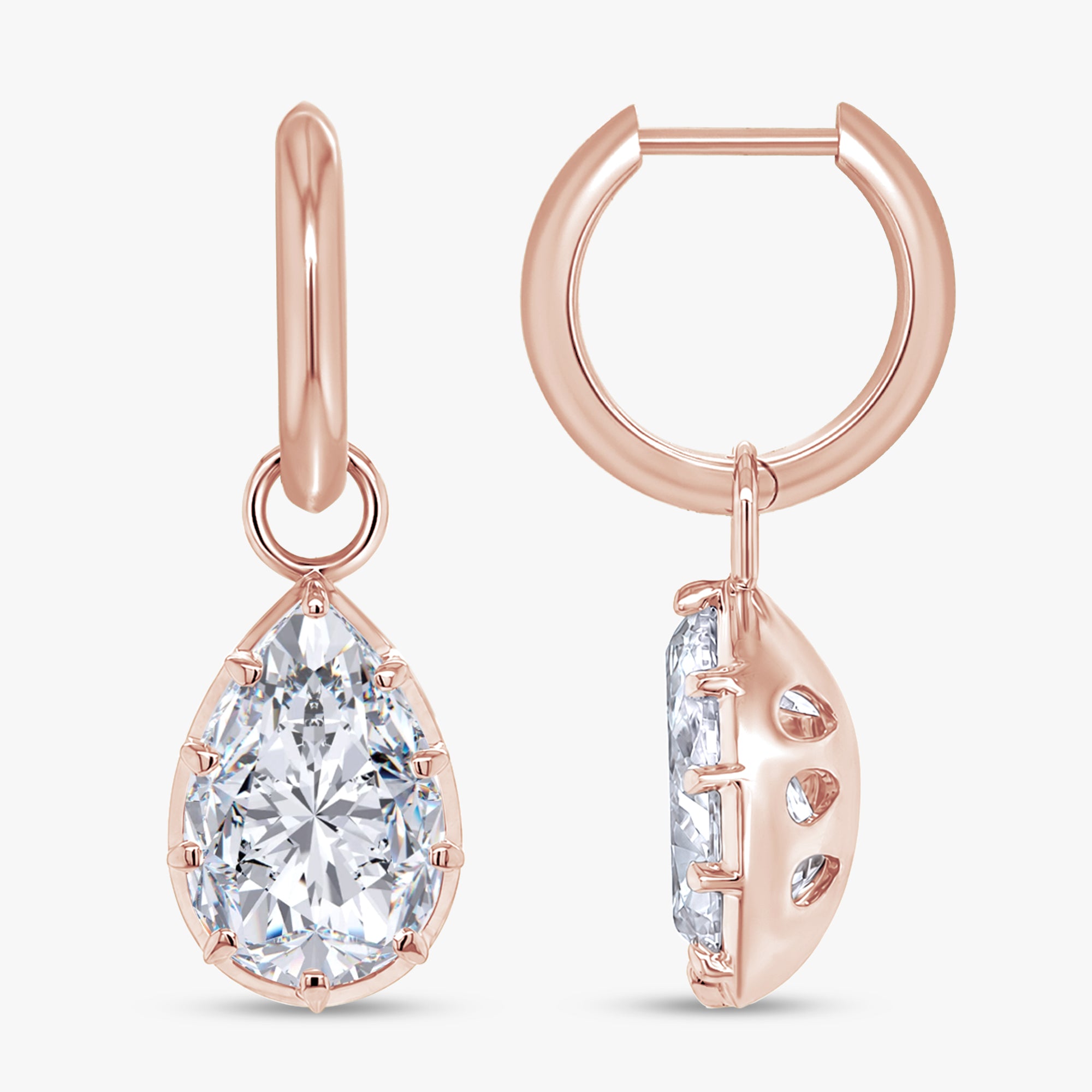 5.80 Carat Pear Shape Lab Grown Diamond Solitaire Hoop Earrings