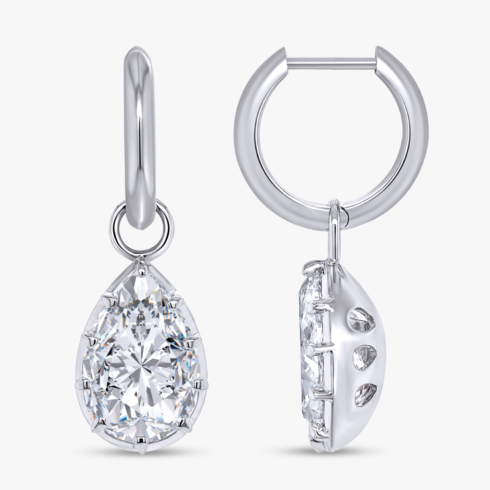 5.80 Carat Pear Shape Lab Grown Diamond Solitaire Hoop Earrings