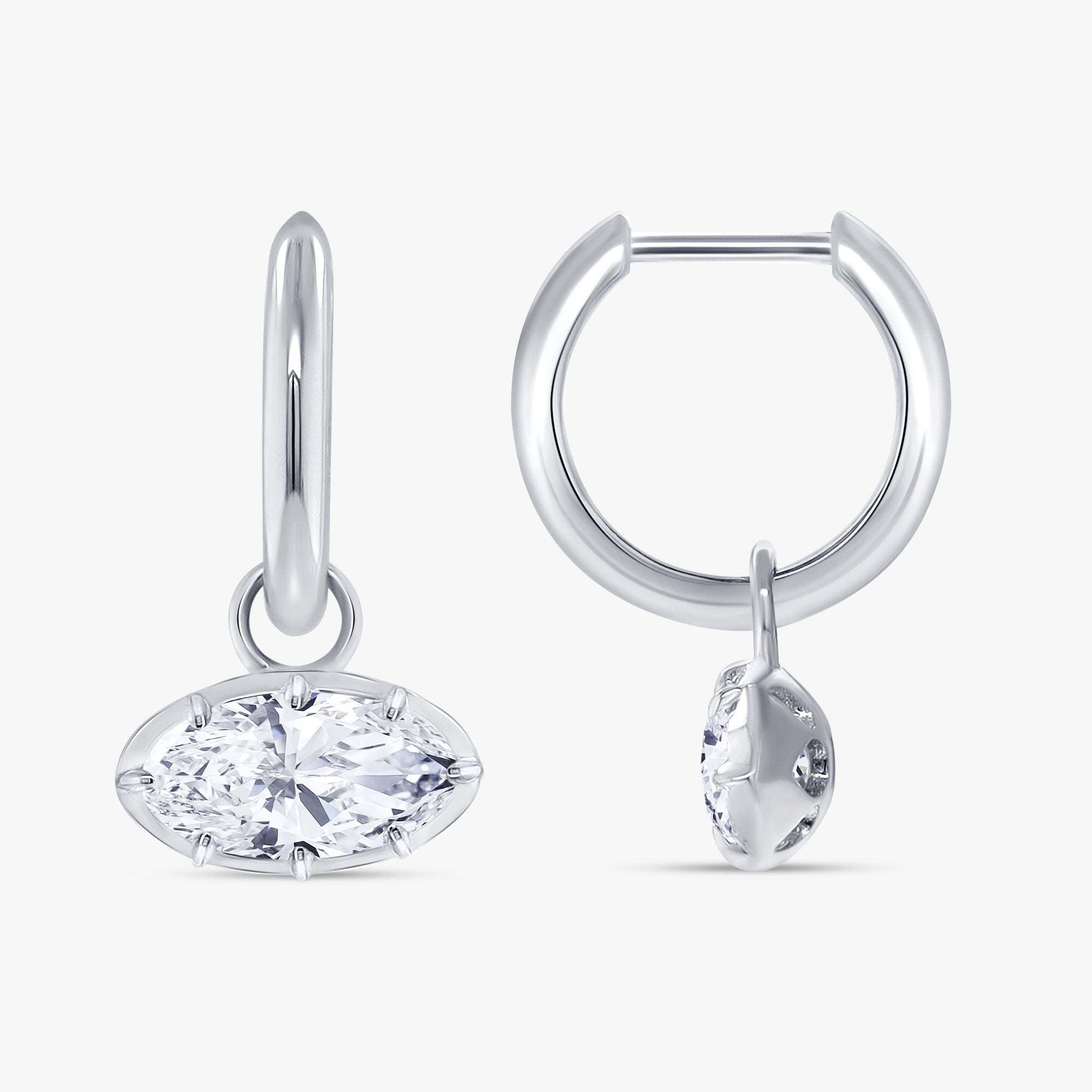 2.10 CTW Oval Cut Lab Grown Diamond Hoop Earrings