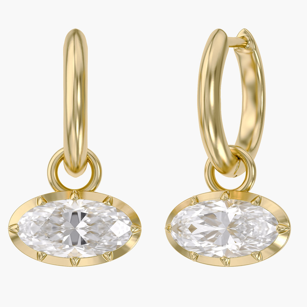 2.10 CTW Elongated Oval Cut Lab Grown Diamond Hoop Earrings