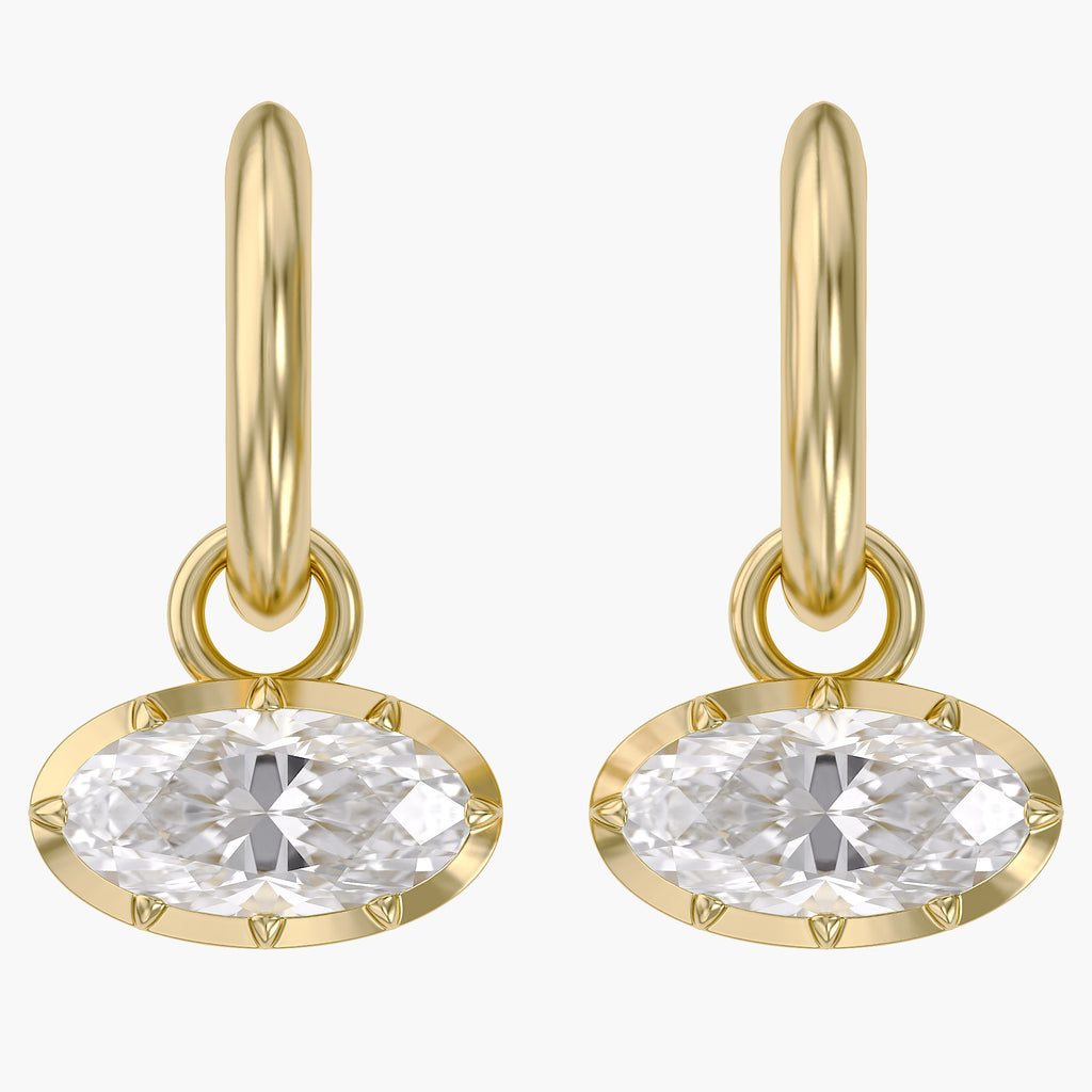 2.10 CTW Elongated Oval Cut Lab Grown Diamond Hoop Earrings