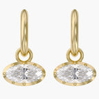 2.10 CTW Elongated Oval Cut Lab Grown Diamond Hoop Earrings
