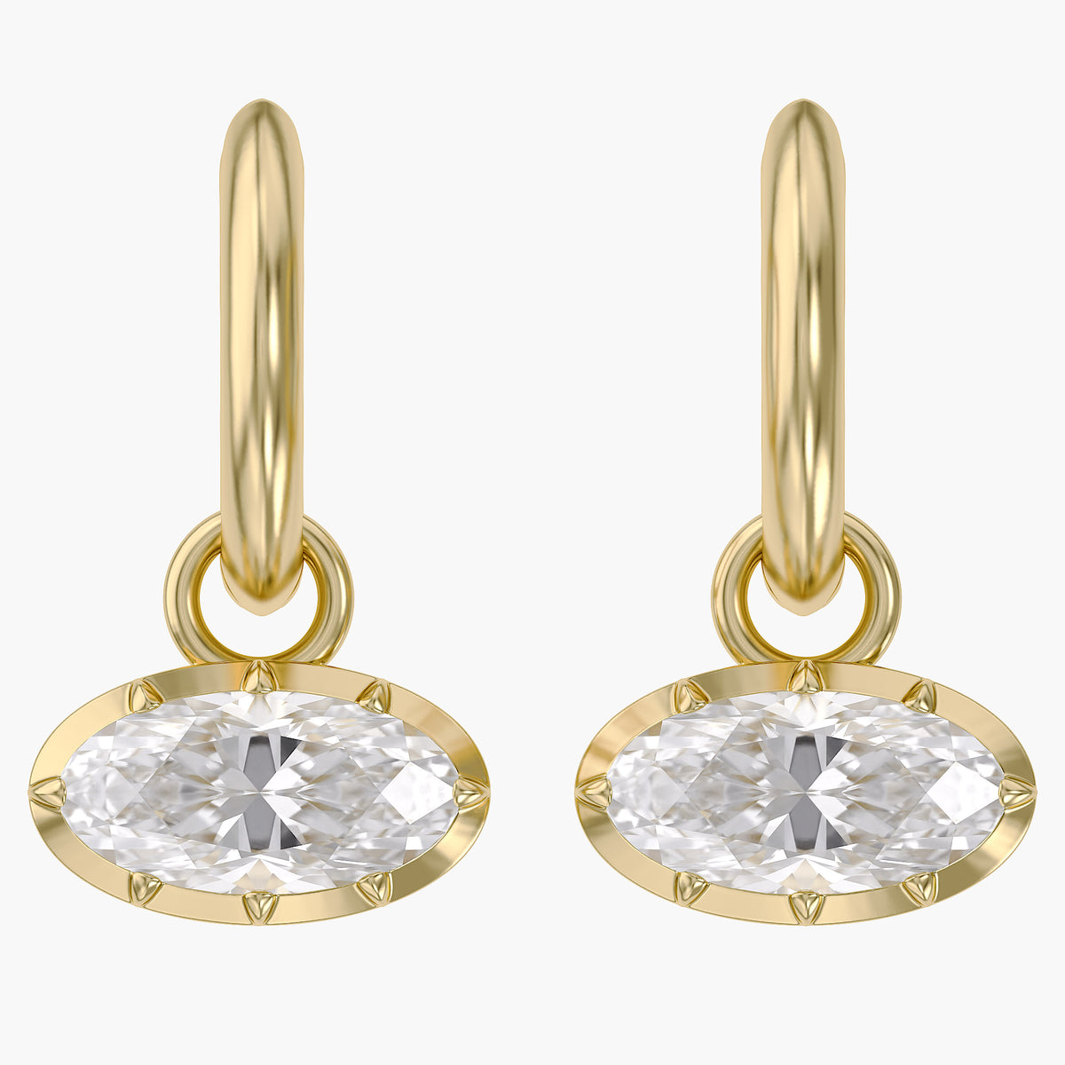2.10 CTW Elongated Oval Cut Lab Grown Diamond Hoop Earrings