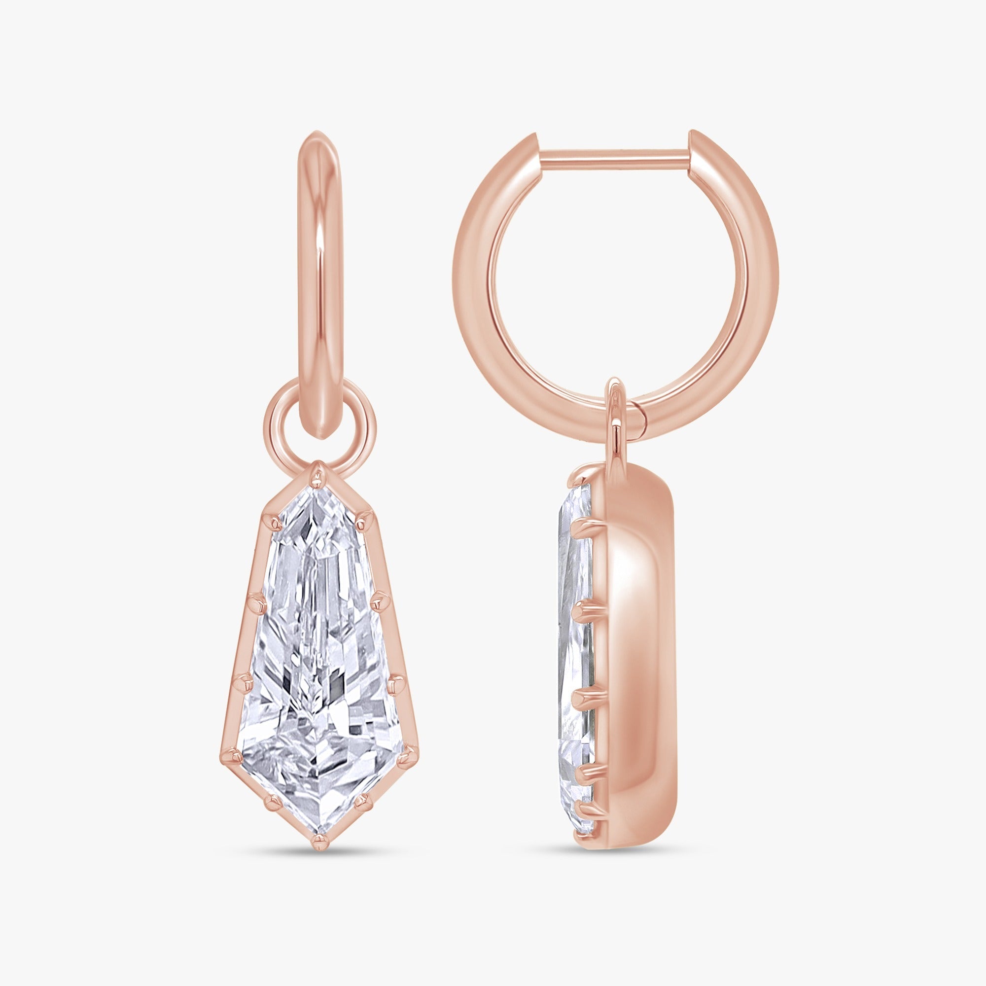 4.80 Carat Shield Shape Lab Grown Diamond Drop Hoop Earrings