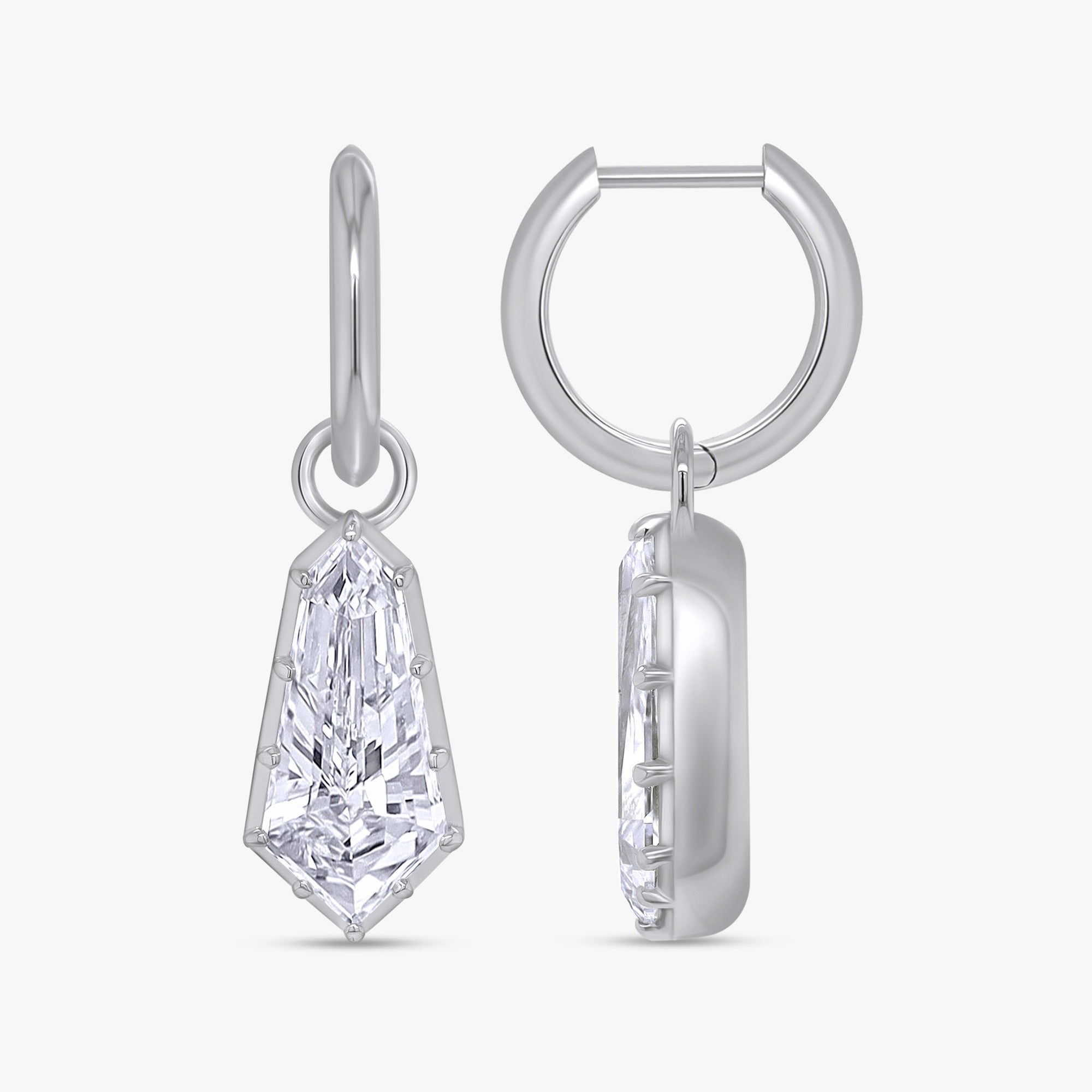 4.80 Carat Shield Shape Lab Grown Diamond Drop Hoop Earrings