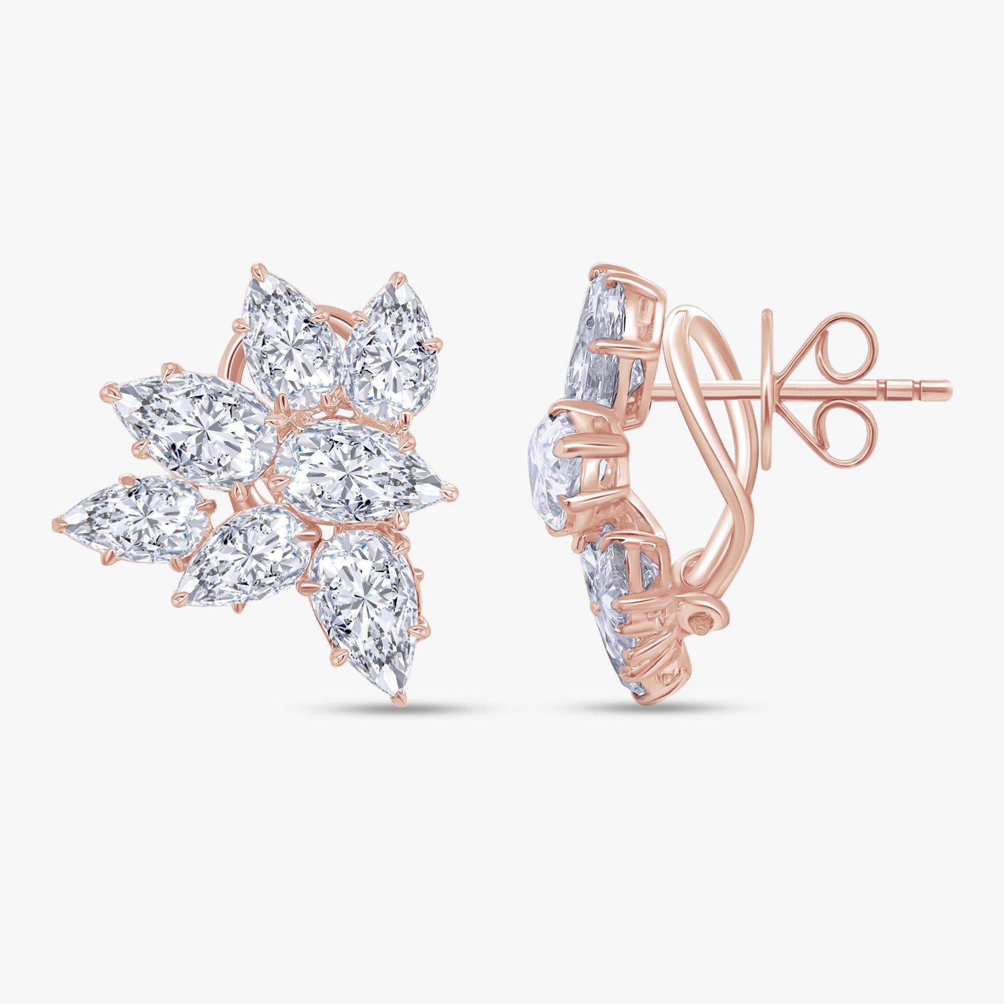 4.70 Carat Pear Shape Lab Grown Diamond Cluster Earrings