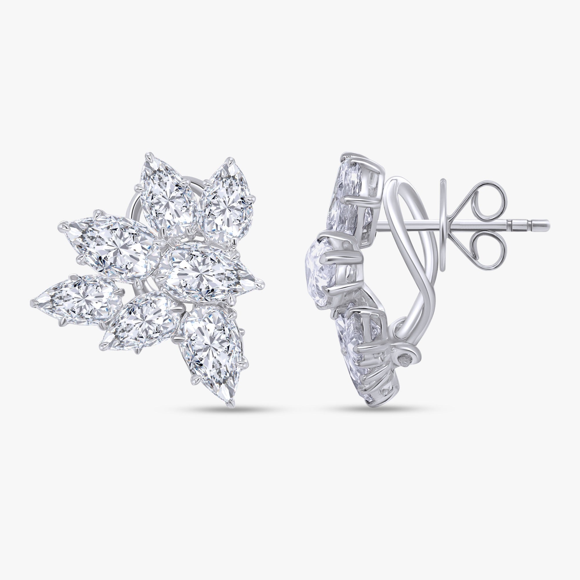 4.70 Carat Pear Shape Lab Grown Diamond Cluster Earrings