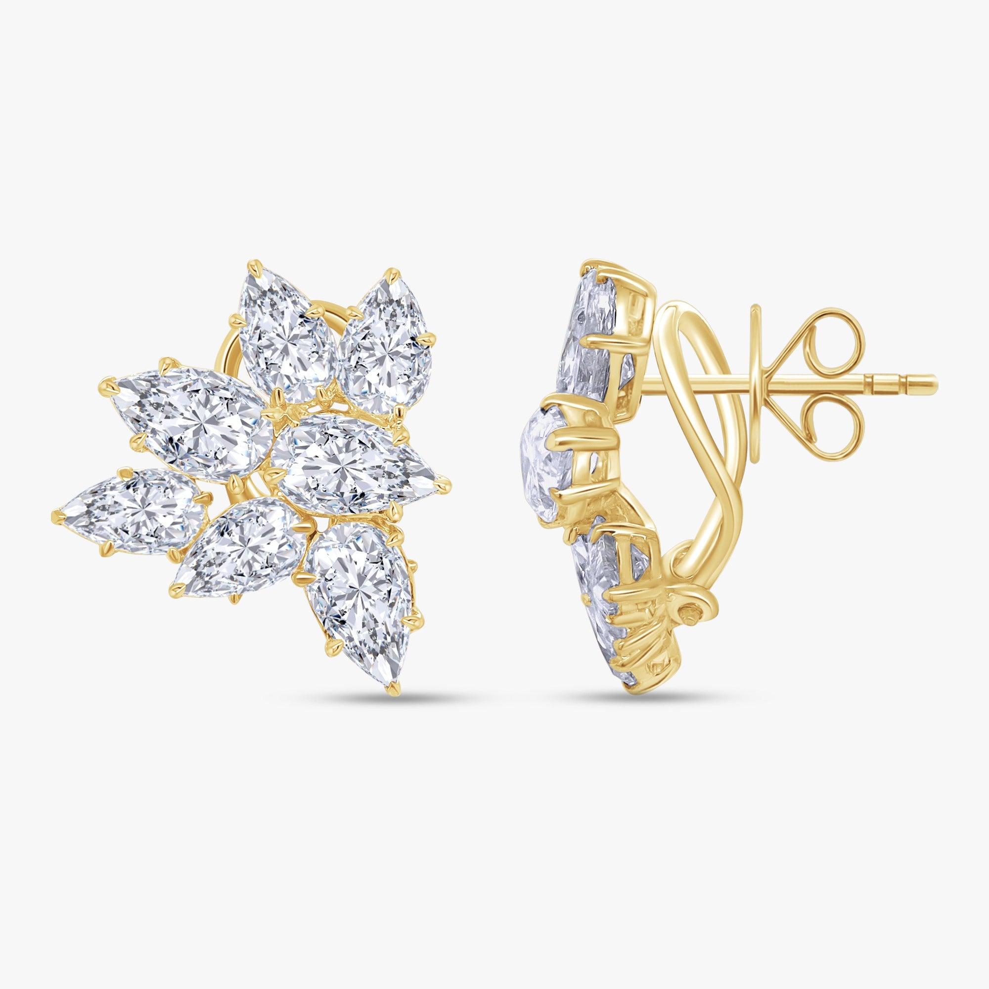 4.70 Carat Pear Shape Lab Grown Diamond Cluster Earrings