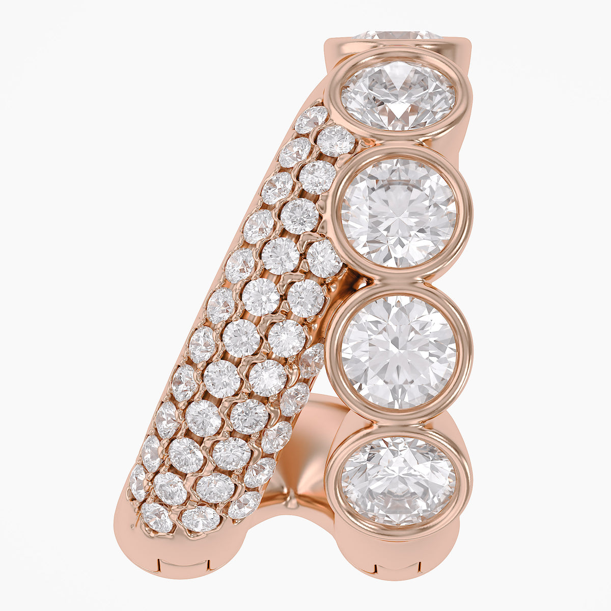 1.17 CTW Lab Grown Round Golden Cascade Diamond Ear Cuff