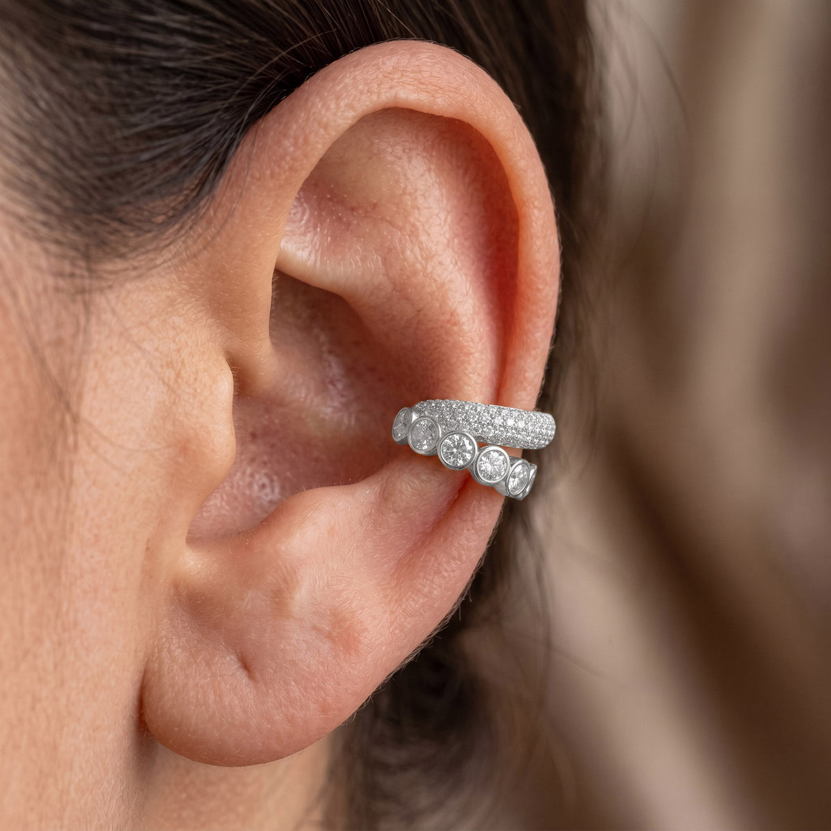 1.17 CTW Lab Grown Round Golden Cascade Diamond Ear Cuff