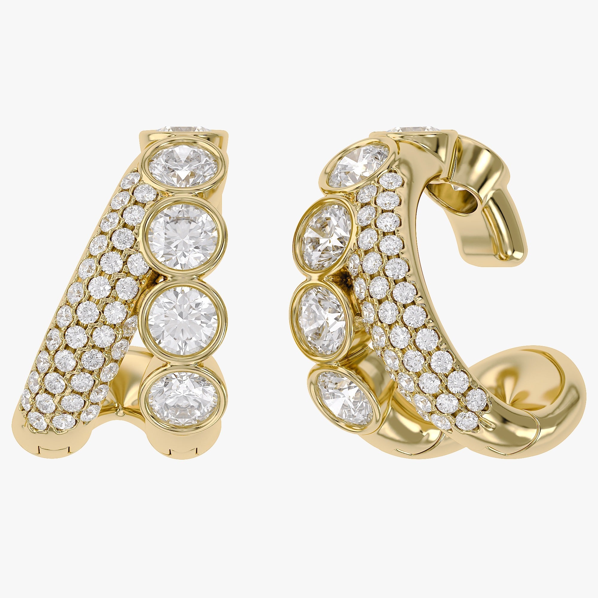 1.17 CTW Lab Grown Diamond Round Floral Cuff Earrings
