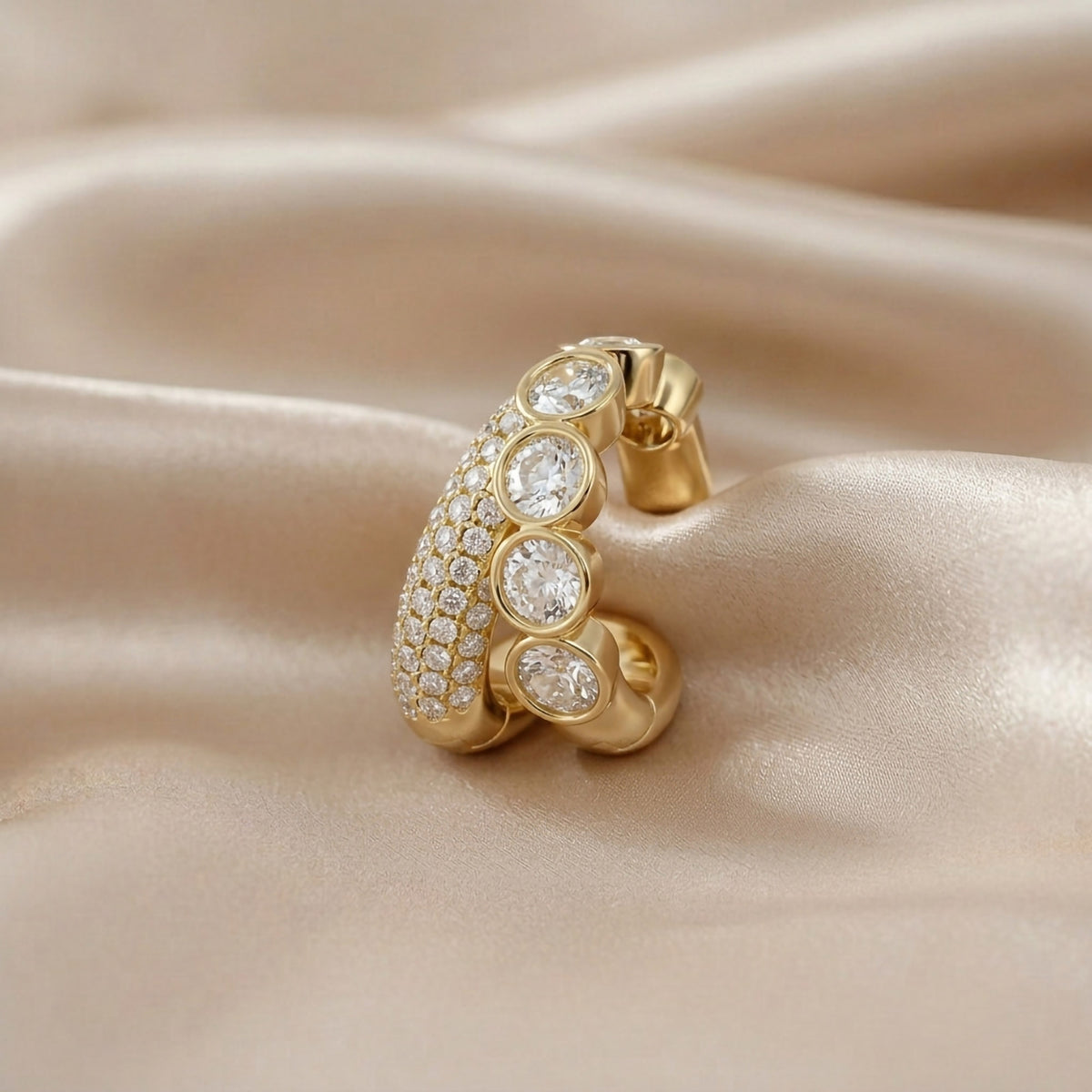 1.17 CTW Lab Grown Round Golden Cascade Diamond Ear Cuff