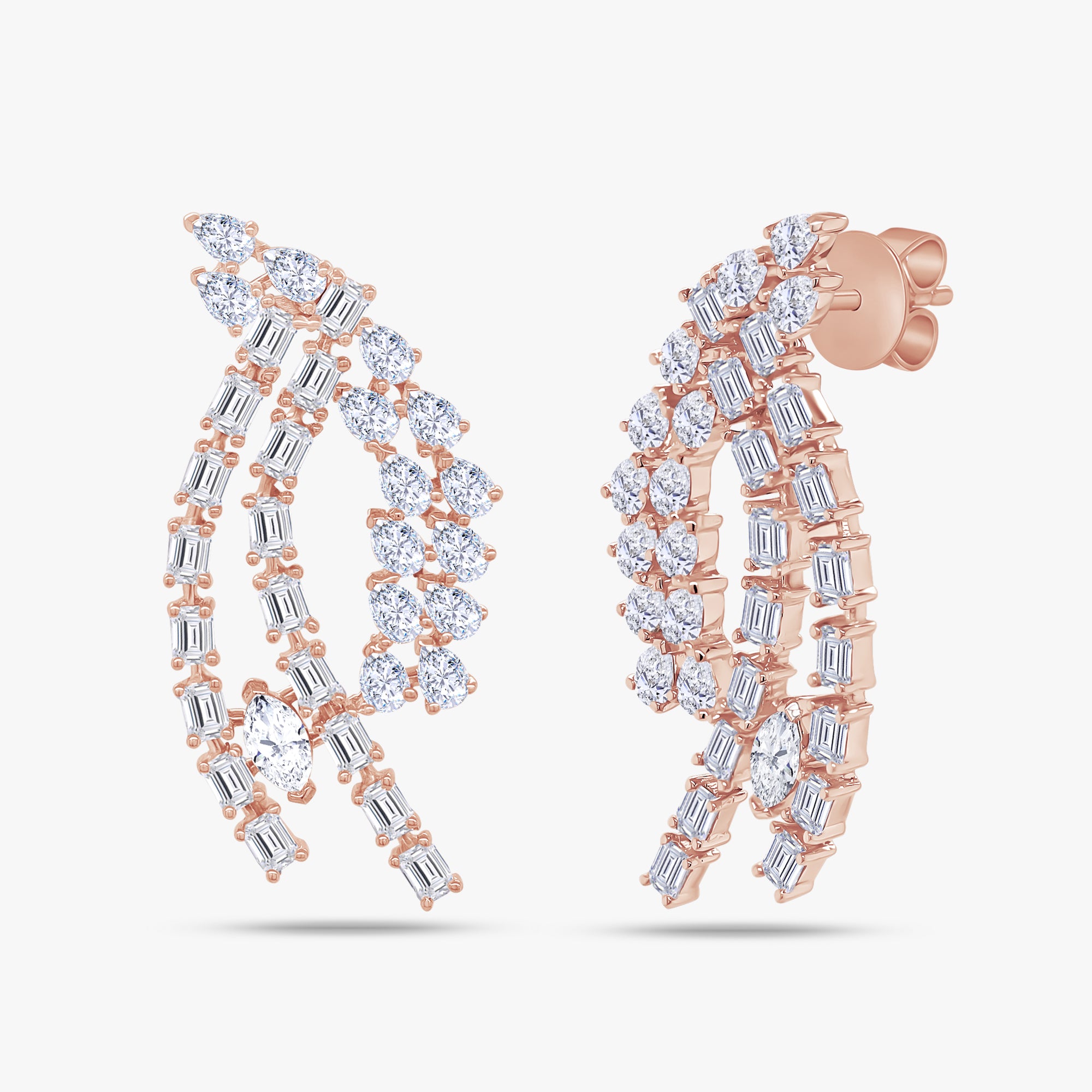 4.94 CTW Lab Grown Diamond Marquise, Pear & Emerald Earrings