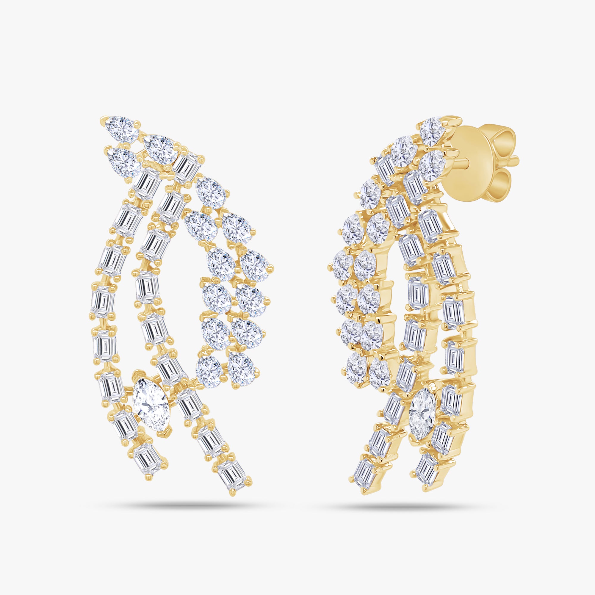 4.94 CTW Lab Grown Diamond Marquise, Pear & Emerald Earrings