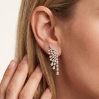 4.30 Ctw Pear and Round Lab Grown Diamond Ear Climbers Stud Earrings