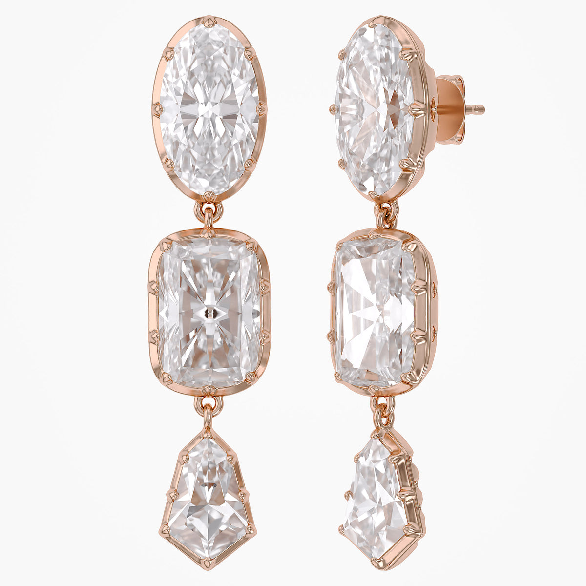 25.30 TCW Multishape Lab Grown Diamond Dangle Drop Earrings