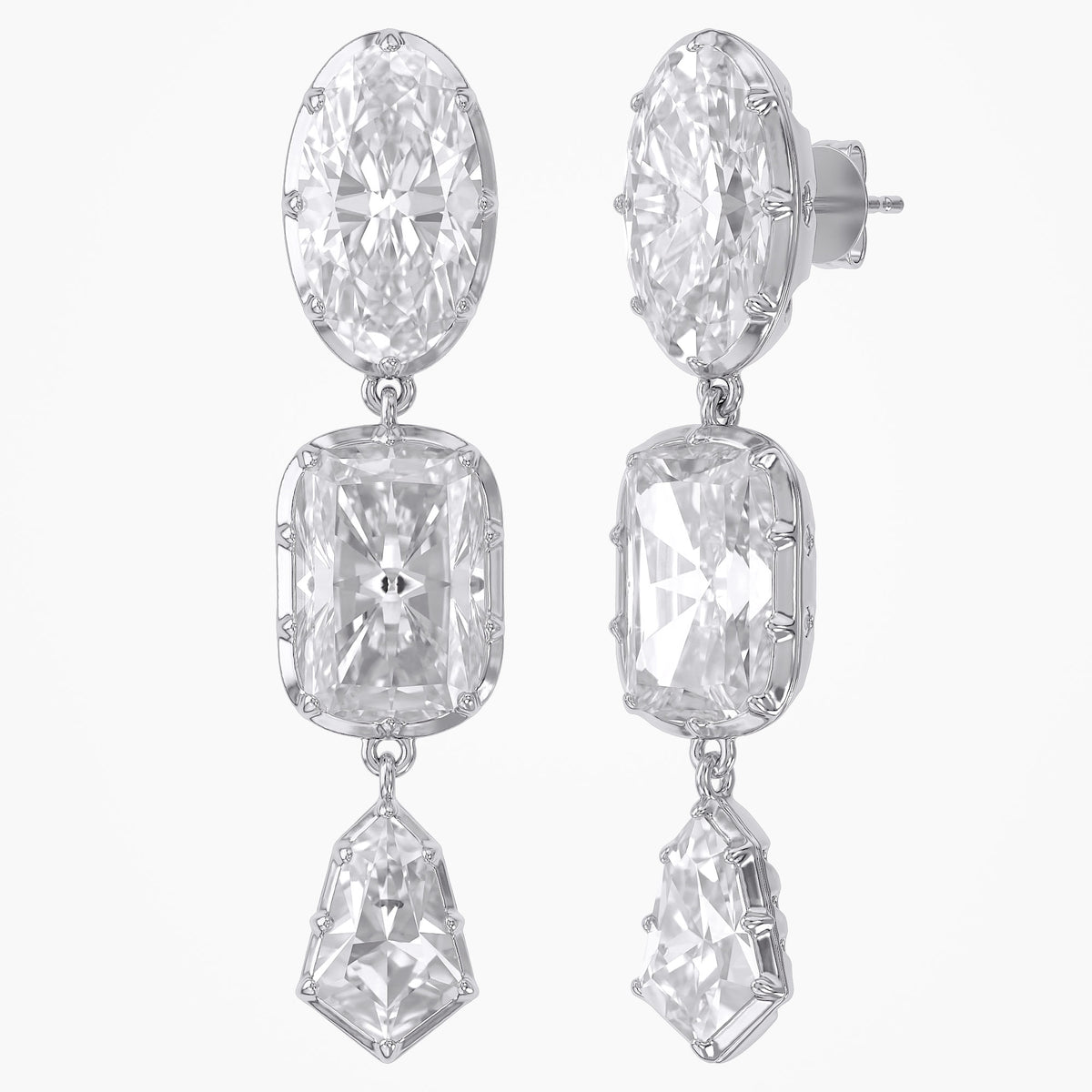 25.30 TCW Multishape Lab Grown Diamond Dangle Drop Earrings