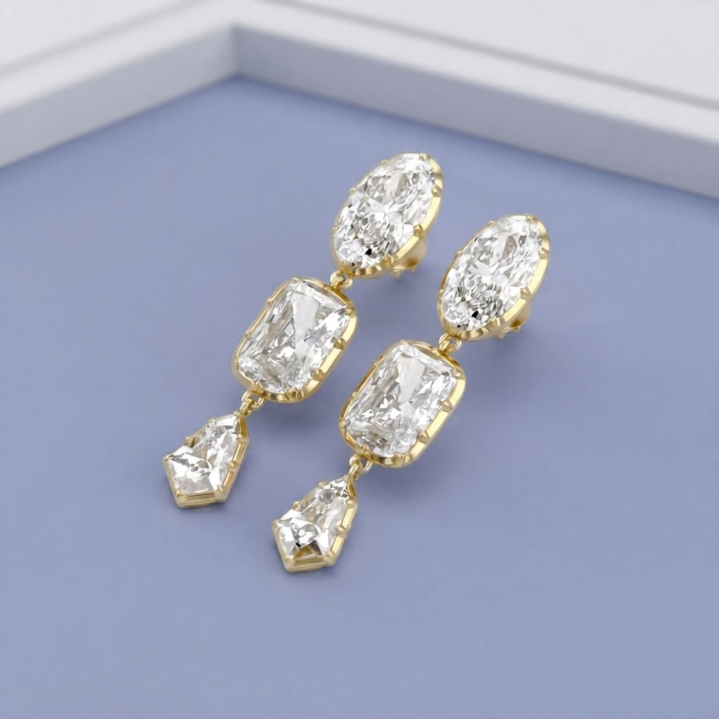 25.30 TCW Multishape Lab Grown Diamond Dangle Drop Earrings