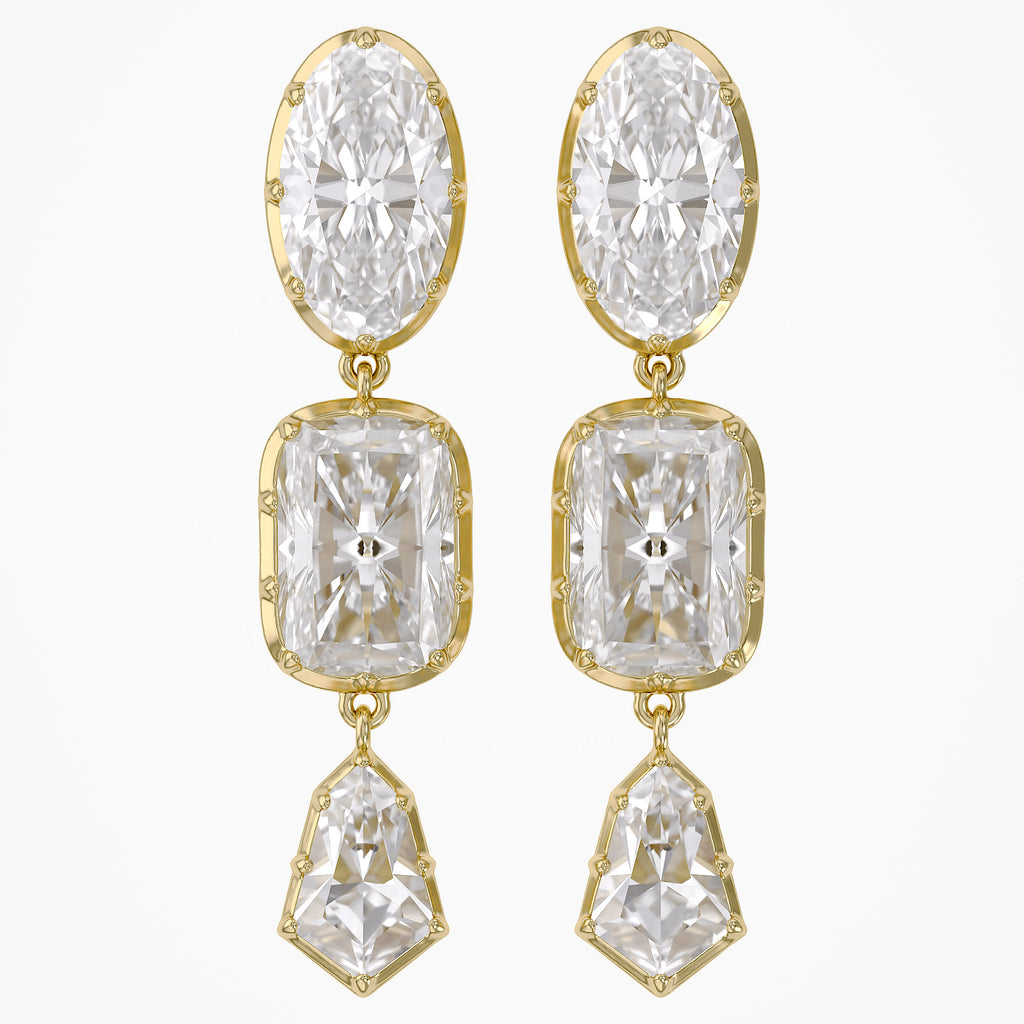 25.30 TCW Multishape Lab Grown Diamond Dangle Drop Earrings