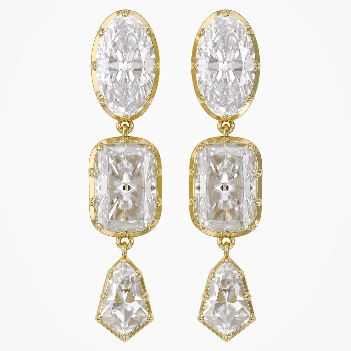25.30 TCW Multishape Lab Grown Diamond Dangle Drop Earrings