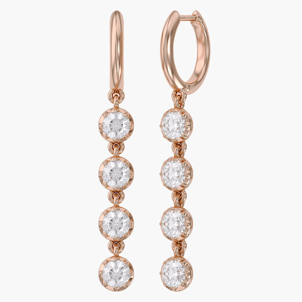 2.00 CTW Round Cut Lab Grown Diamond Liner Drop Earrings