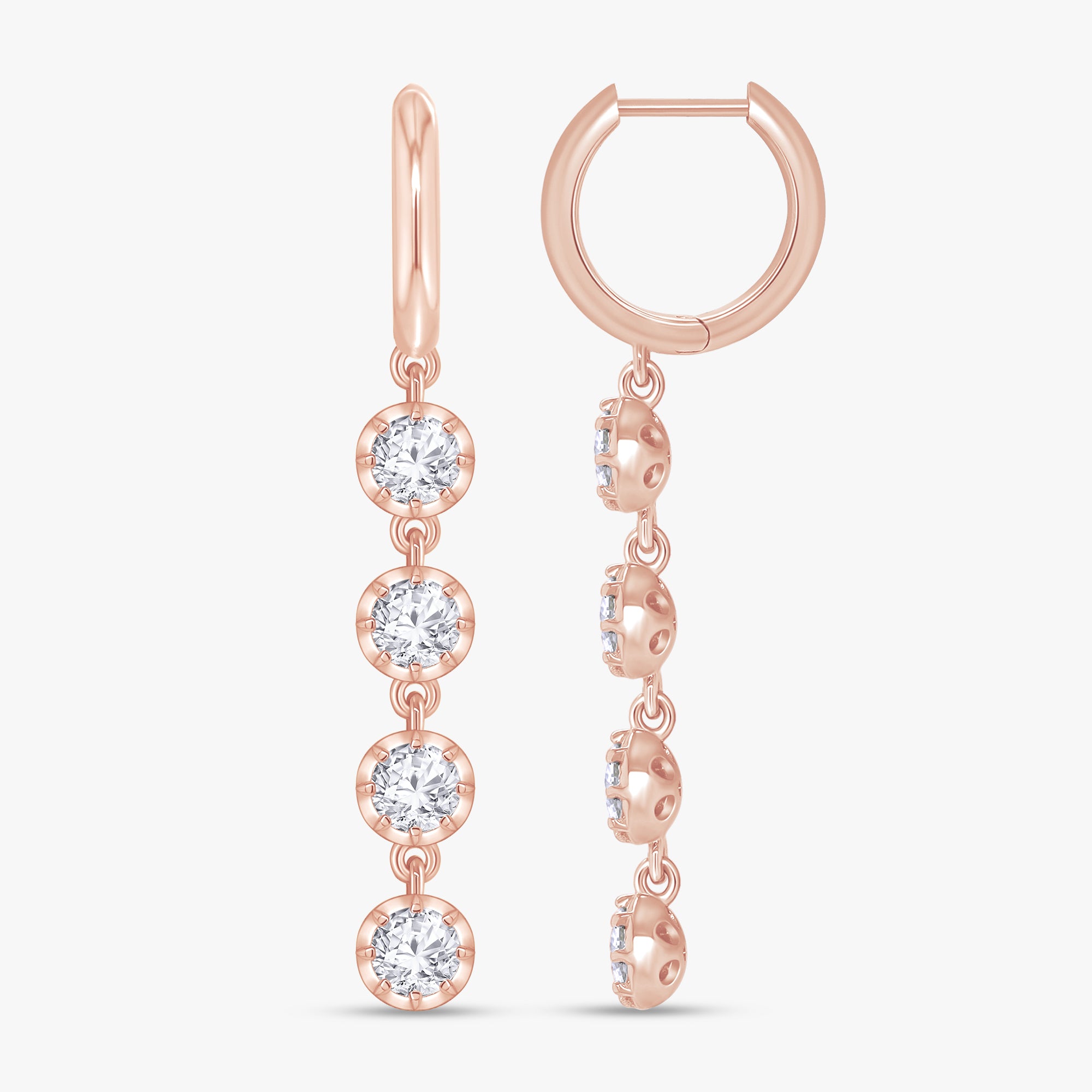 2.00 CTW Round Cut Lab Grown Diamond Liner Drop Earrings