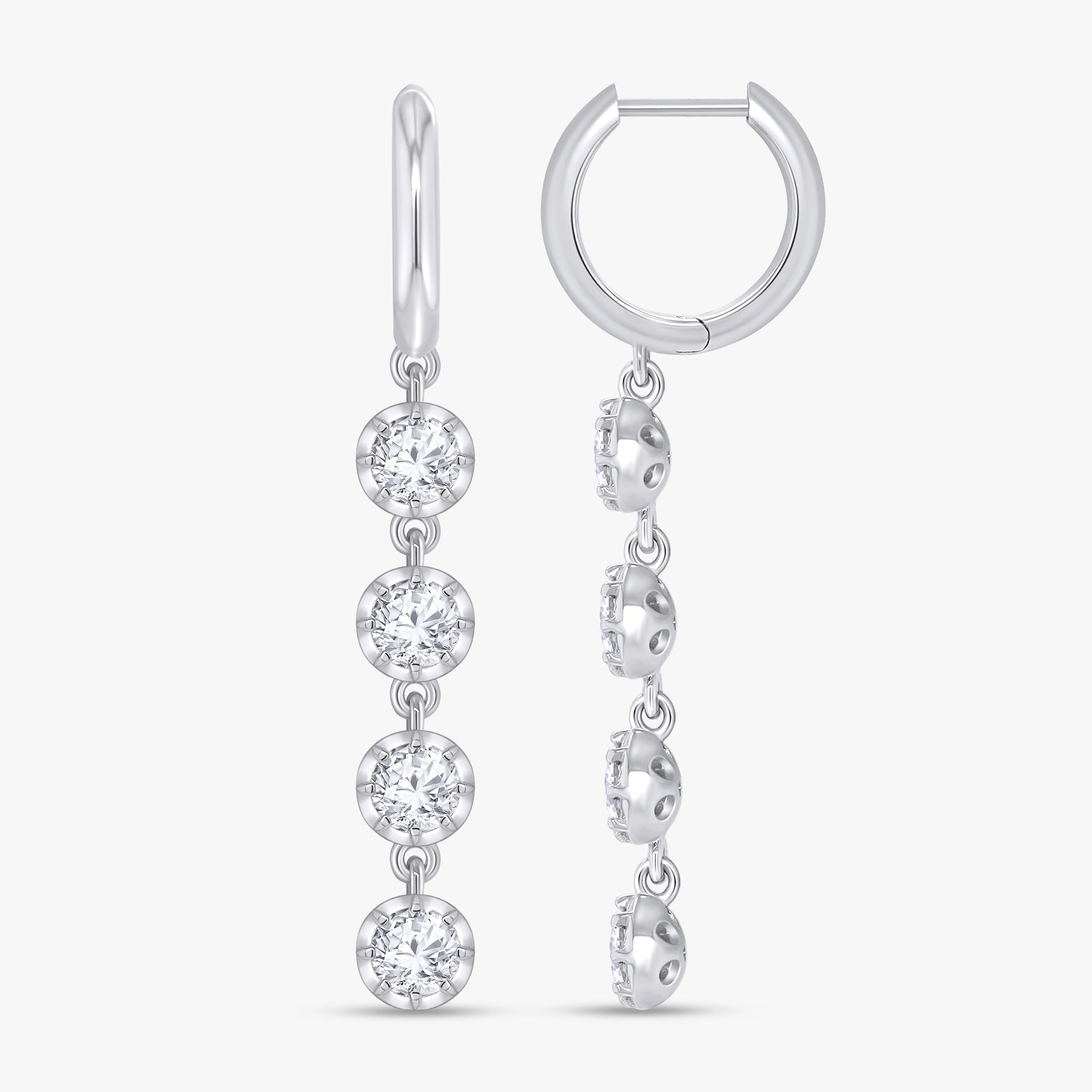 2.00 CTW Round Cut Lab Grown Diamond Liner Drop Earrings