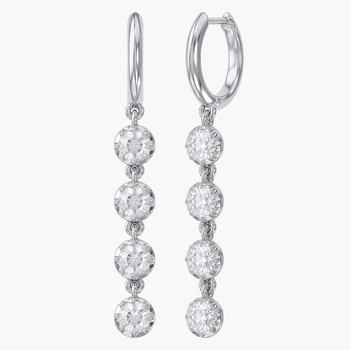 2.00 CTW Round Cut Lab Grown Diamond Liner Drop Earrings