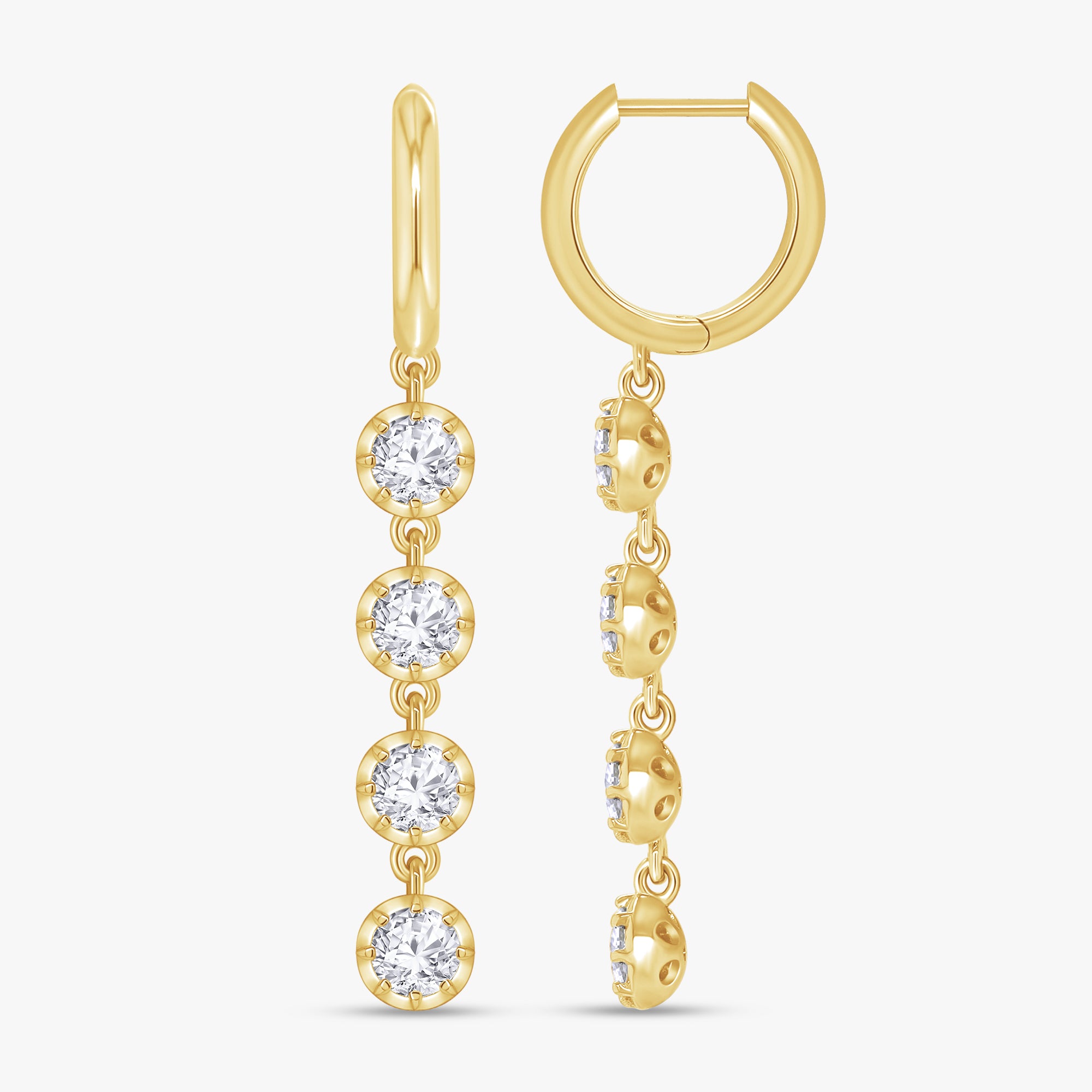 2.00 CTW Round Cut Lab Grown Diamond Liner Drop Earrings