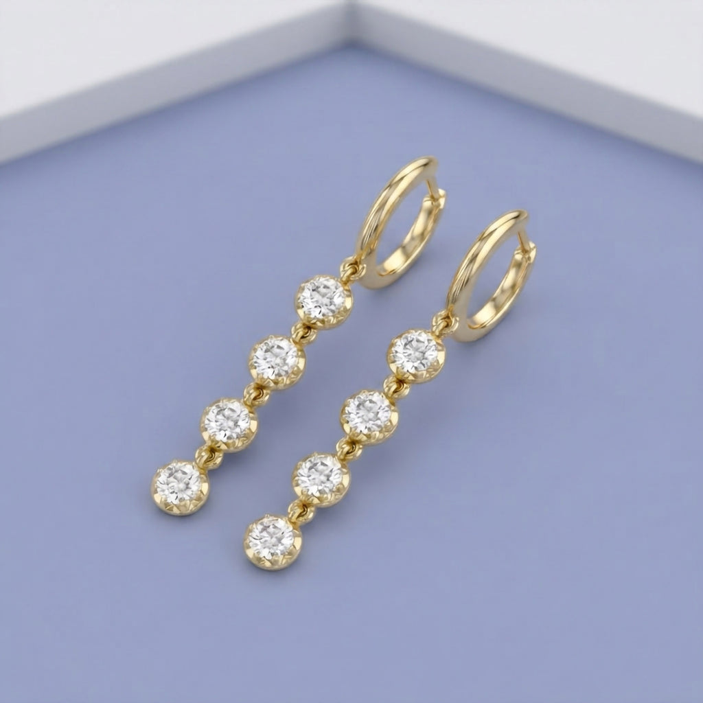 2.00 CTW Round Cut Lab Grown Diamond Liner Drop Earrings
