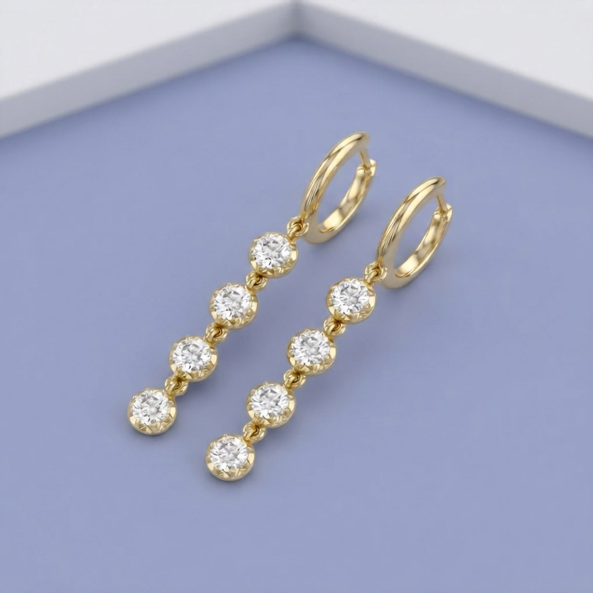 2.00 CTW Round Cut Lab Grown Diamond Liner Drop Earrings
