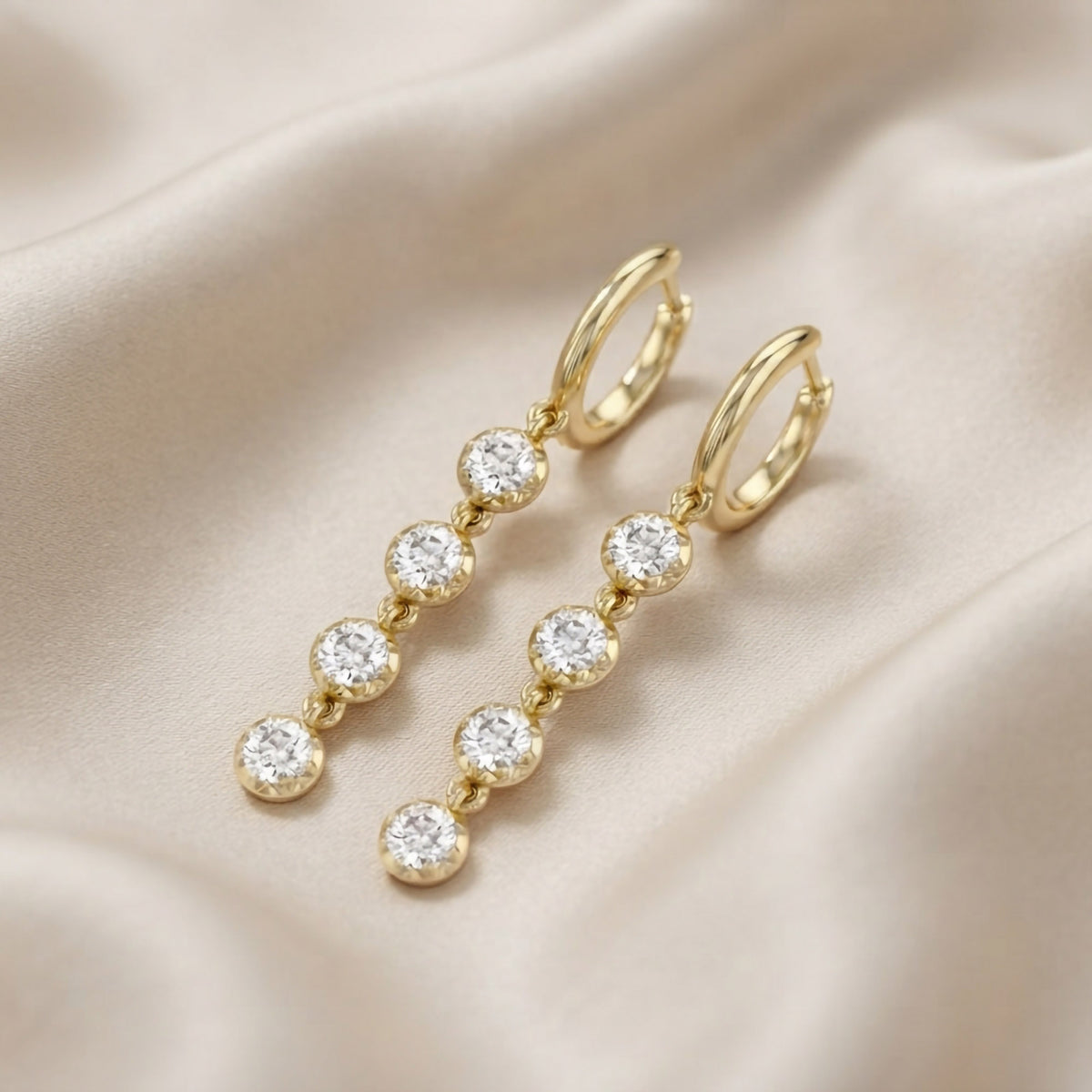 2.00 CTW Round Cut Lab Grown Diamond Liner Drop Earrings