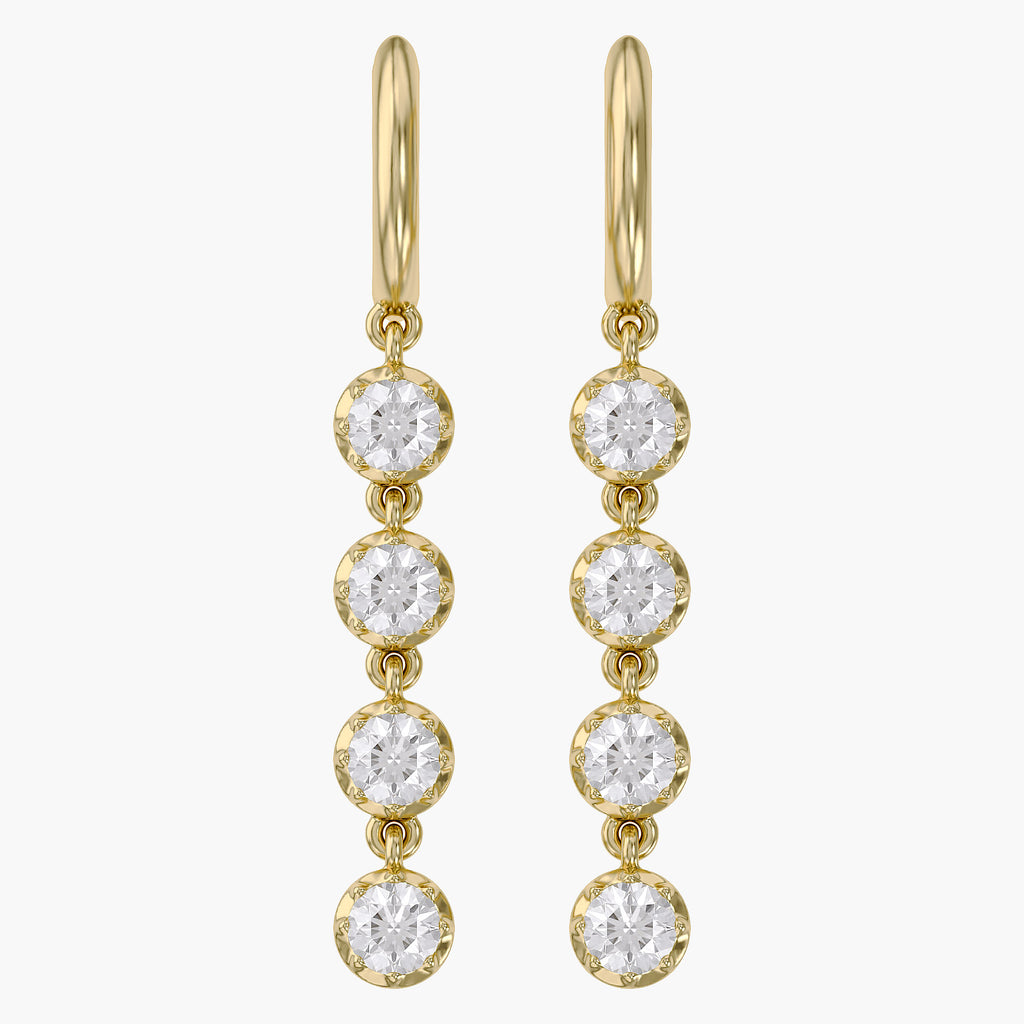 2.00 CTW Round Cut Lab Grown Diamond Liner Drop Earrings