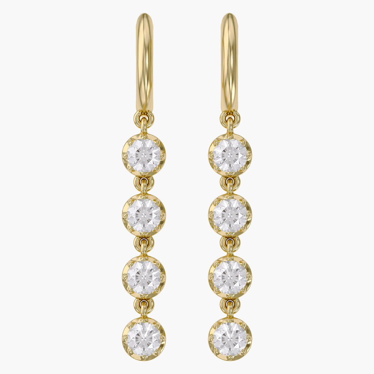 2.00 CTW Round Cut Lab Grown Diamond Liner Drop Earrings