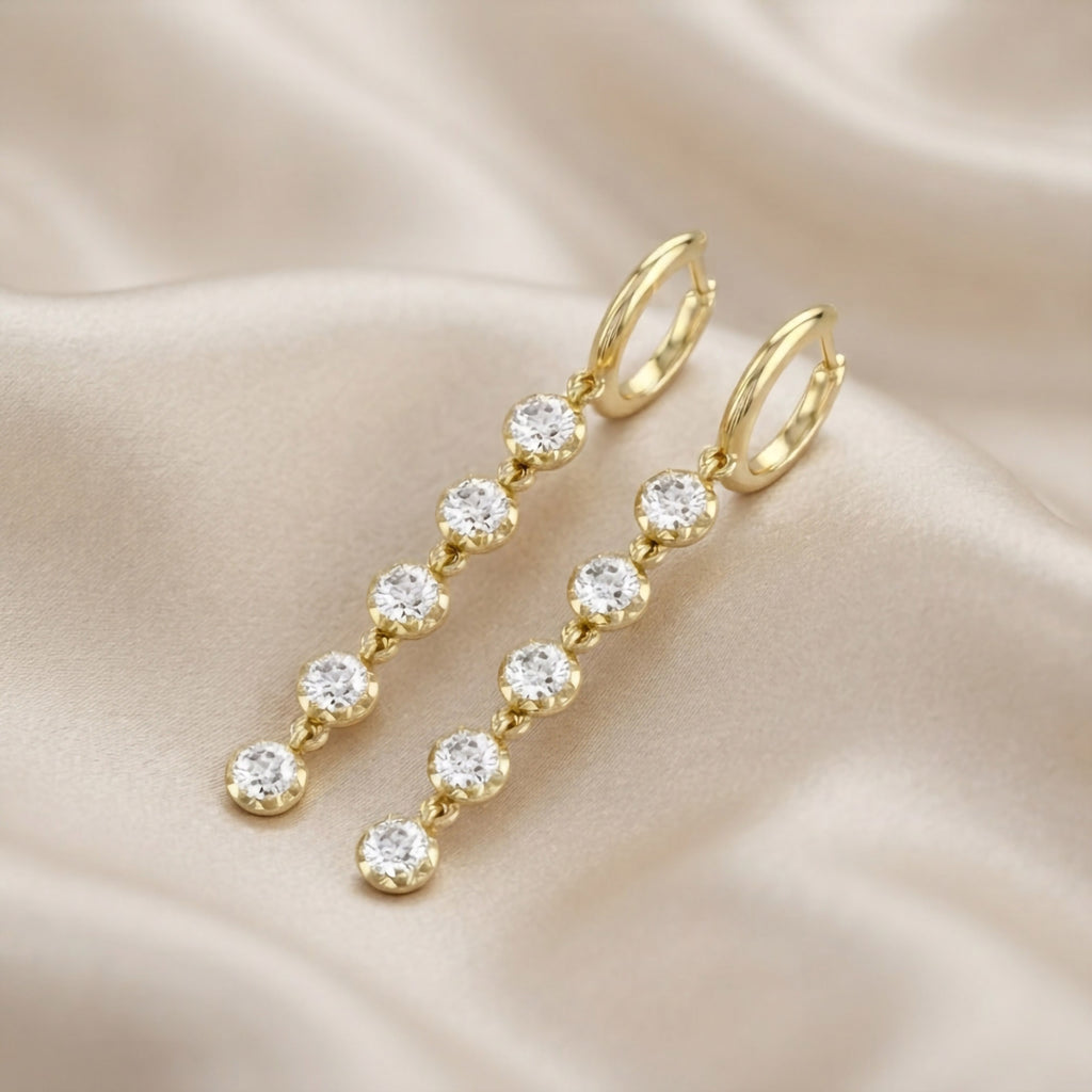 2.69 CTW Round Cut Lab Grown Diamond Liner Drop Earring