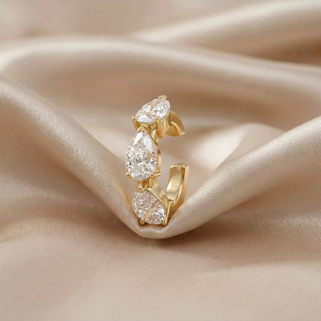 1.20 CTW Lab Grown Diamond Pear Single Cuff Earring