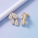 9.70 CTW Pear Shape Lab Grown Diamond Petal Drop Earrings