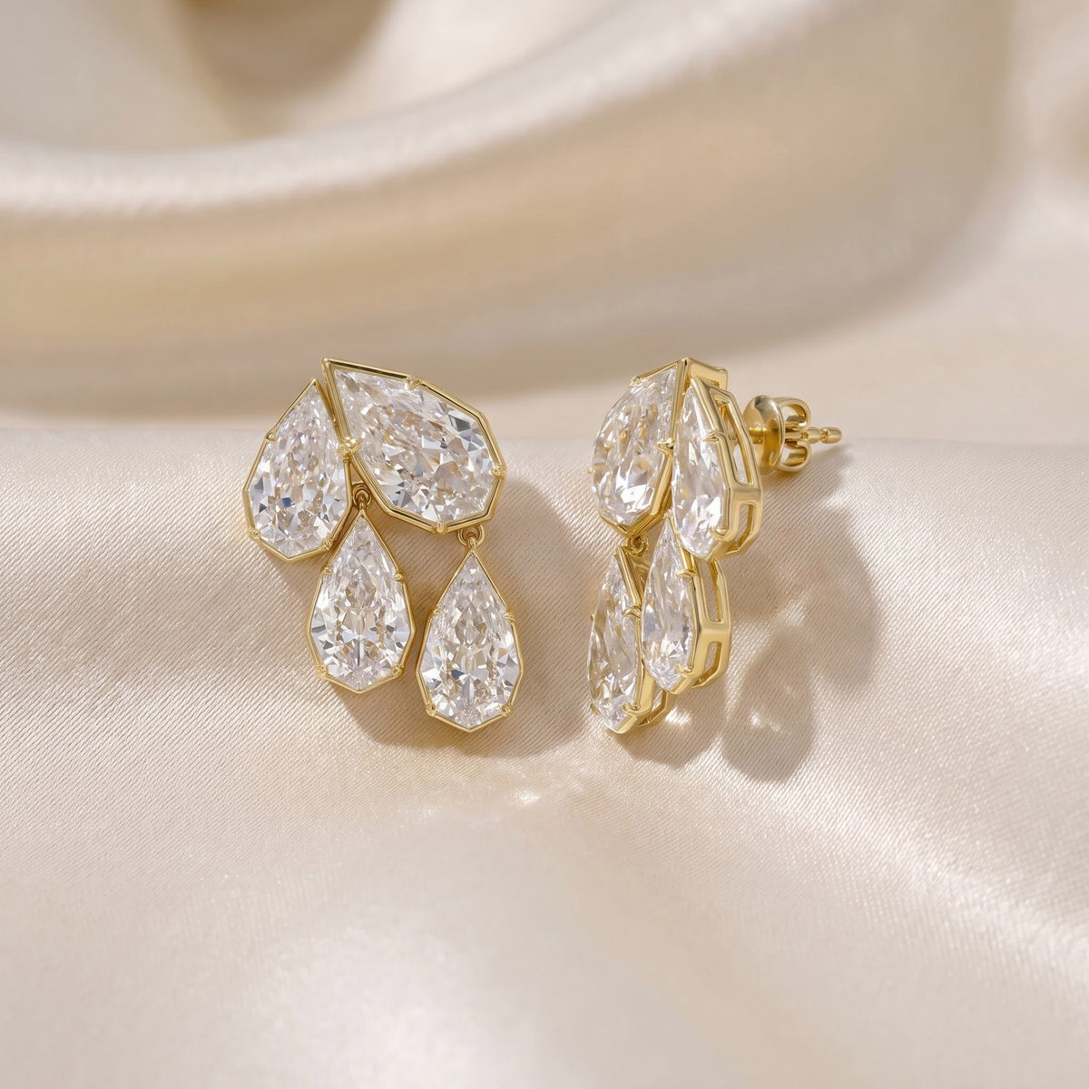 9.70 CTW Pear Shape Lab Grown Diamond Petal Drop Earrings