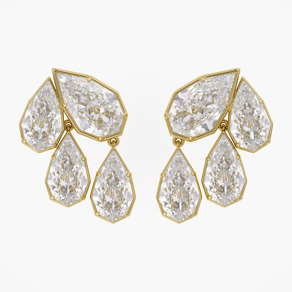9.70 CTW Pear Shape Lab Grown Diamond Petal Drop Earrings