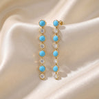 5.52 CTW Round Turquoise Lab Grown Diamond Linear Earrings