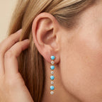 5.52 CTW Round Turquoise Lab Grown Diamond Linear Earrings