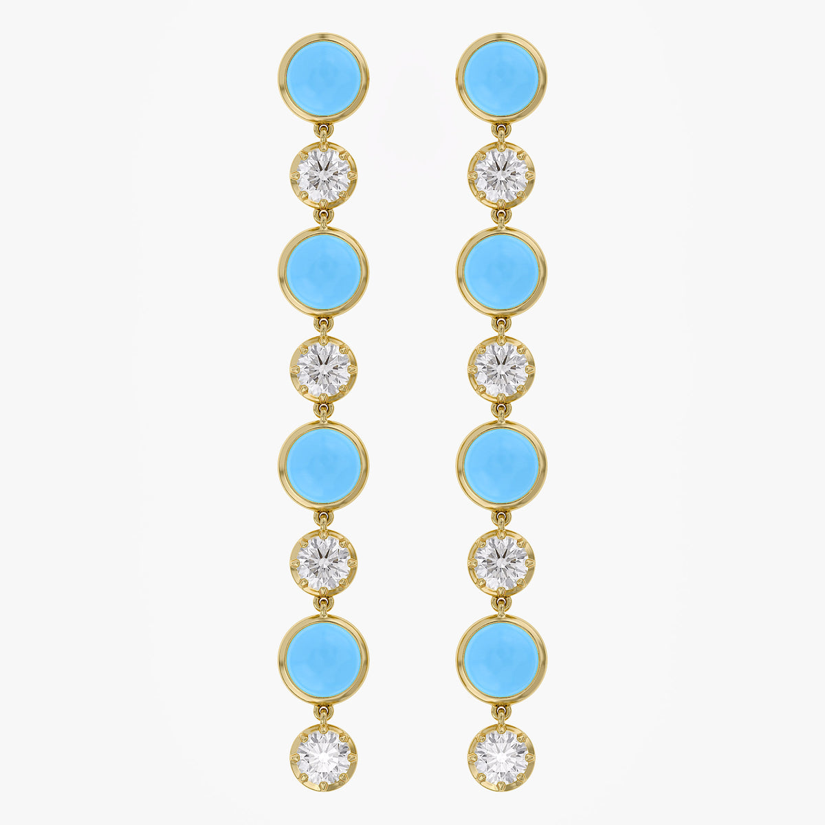 5.52 CTW Round Turquoise Lab Grown Diamond Linear Earrings