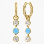 1.38 CTW Round Turquoise Lab Grown Diamond Linear Earrings
