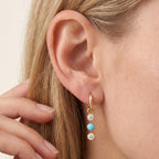 1.38 CTW Round Turquoise Lab Grown Diamond Linear Earrings